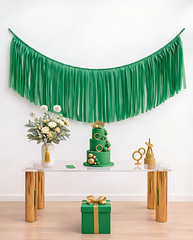Elegant Kelly Green Single-Layer Fringe Garland Banner