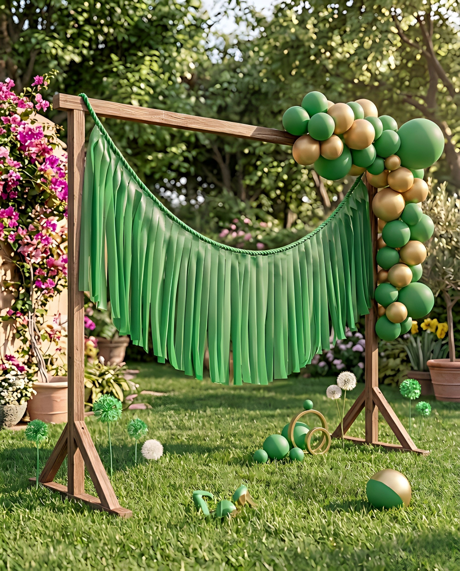 Elegant Kelly Green Single-Layer Fringe Garland Banner