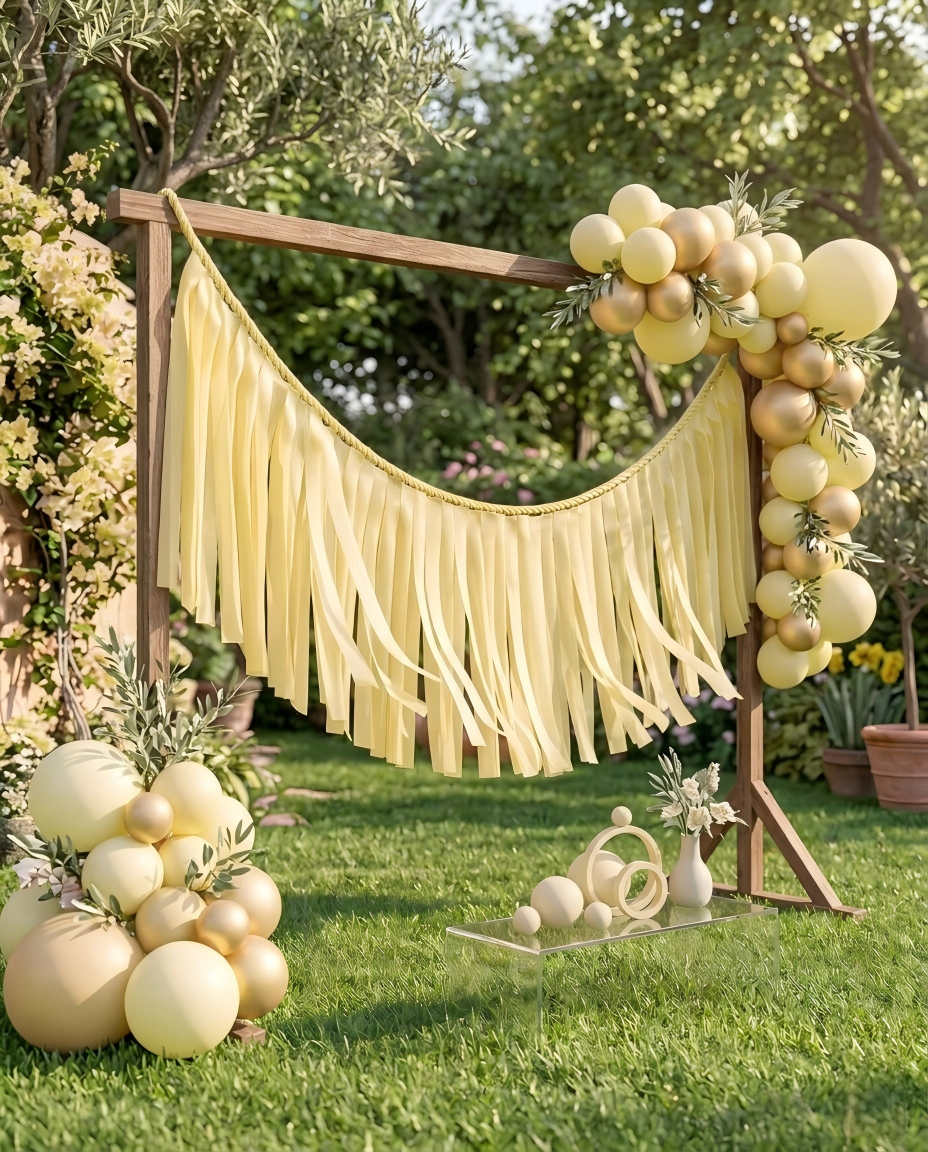Elegant Light Yellow Single-Layer Fringe Garland Banner