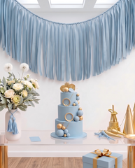 Elegant Light Dusty Blue Single-Layer Fringe Garland Banner