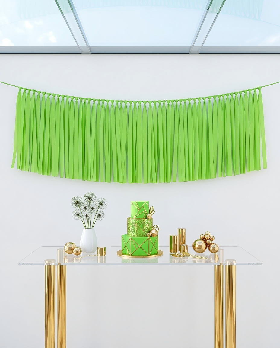 Elegant Lime Green Single-Layer Fringe Garland Banner