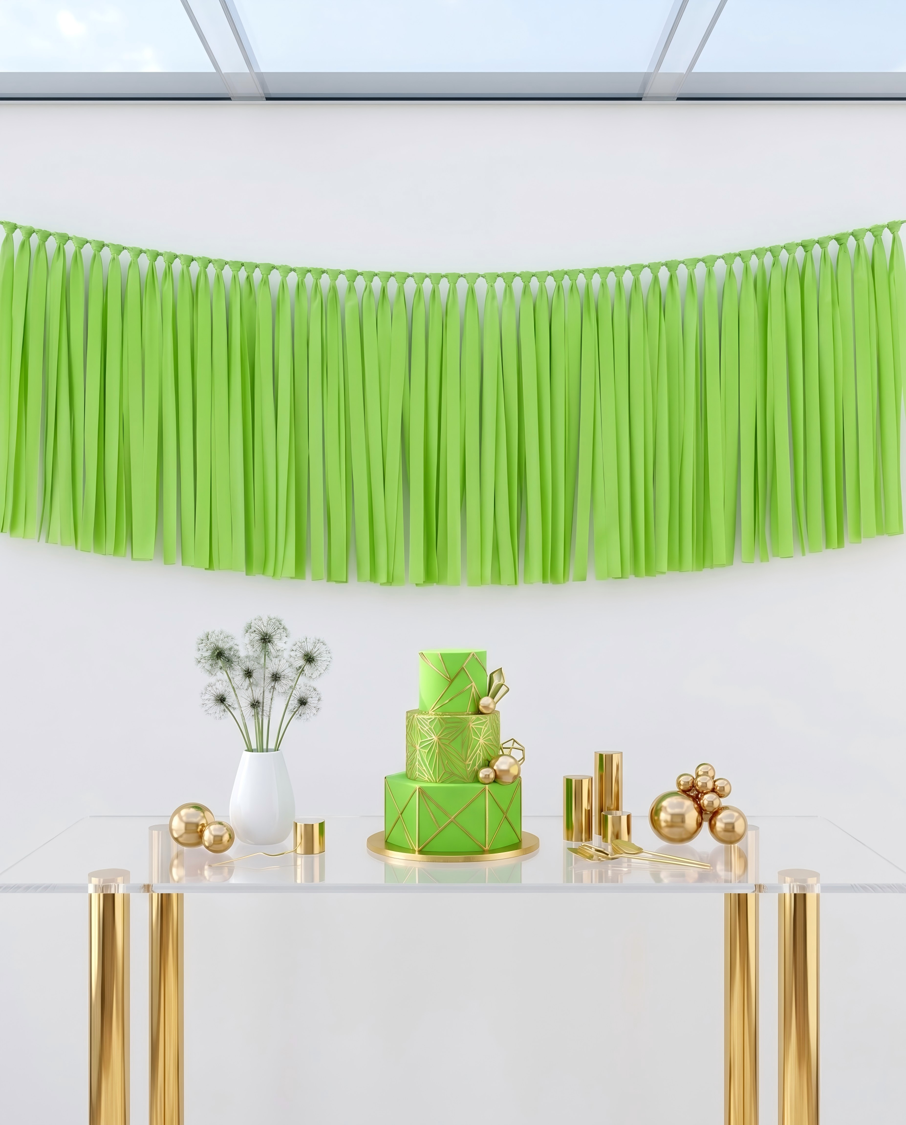 Elegant Lime Green Single-Layer Fringe Garland Banner