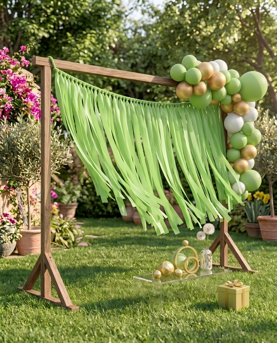 Elegant Lime Green Single-Layer Fringe Garland Banner