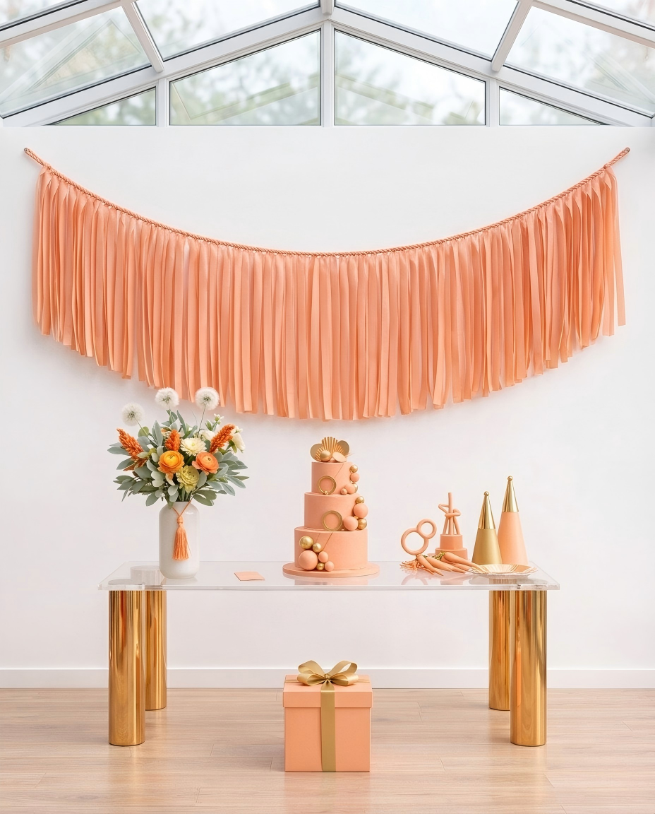 Elegant Peach Single-Layer Fringe Garland Banner
