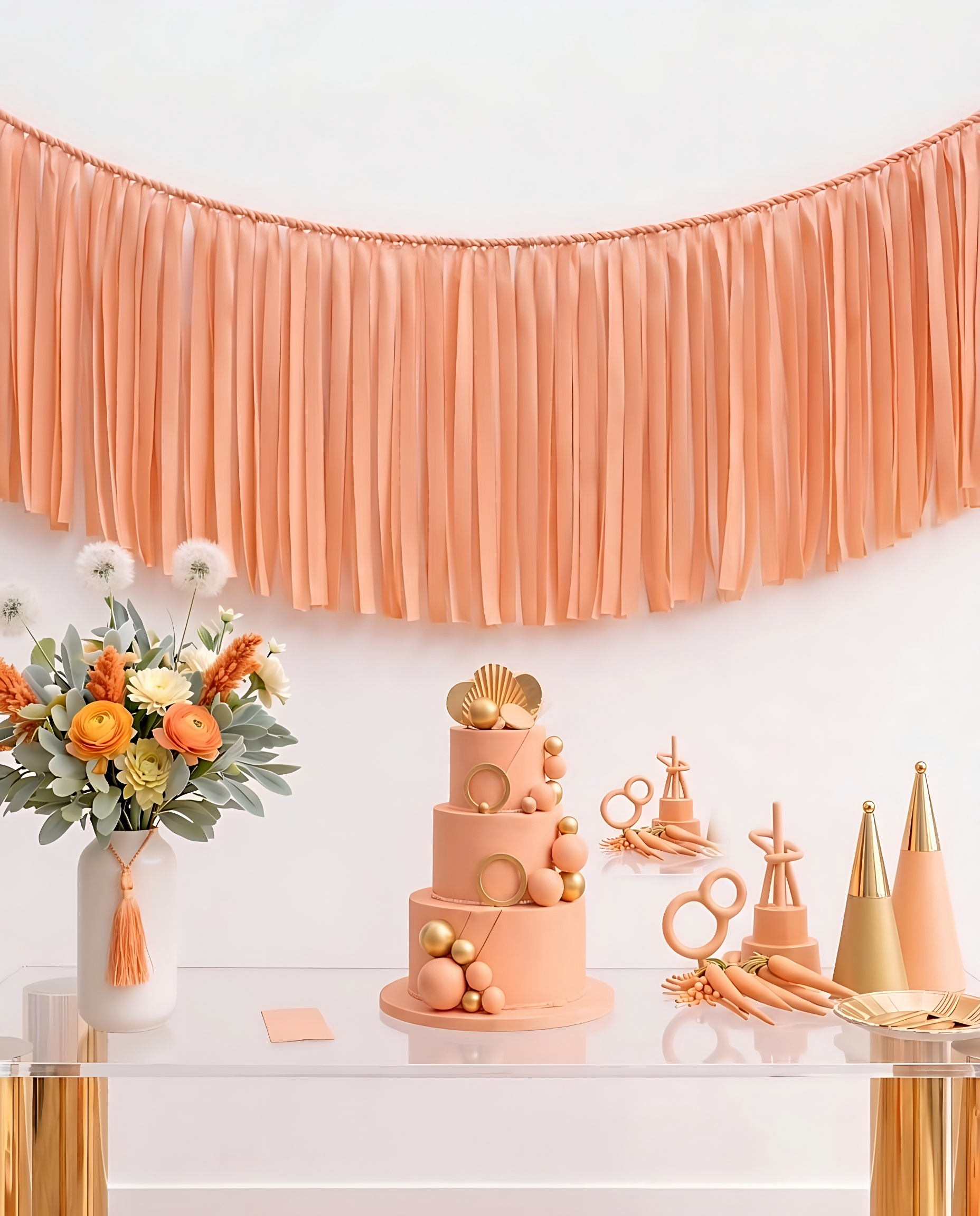 Elegant Peach Single-Layer Fringe Garland Banner