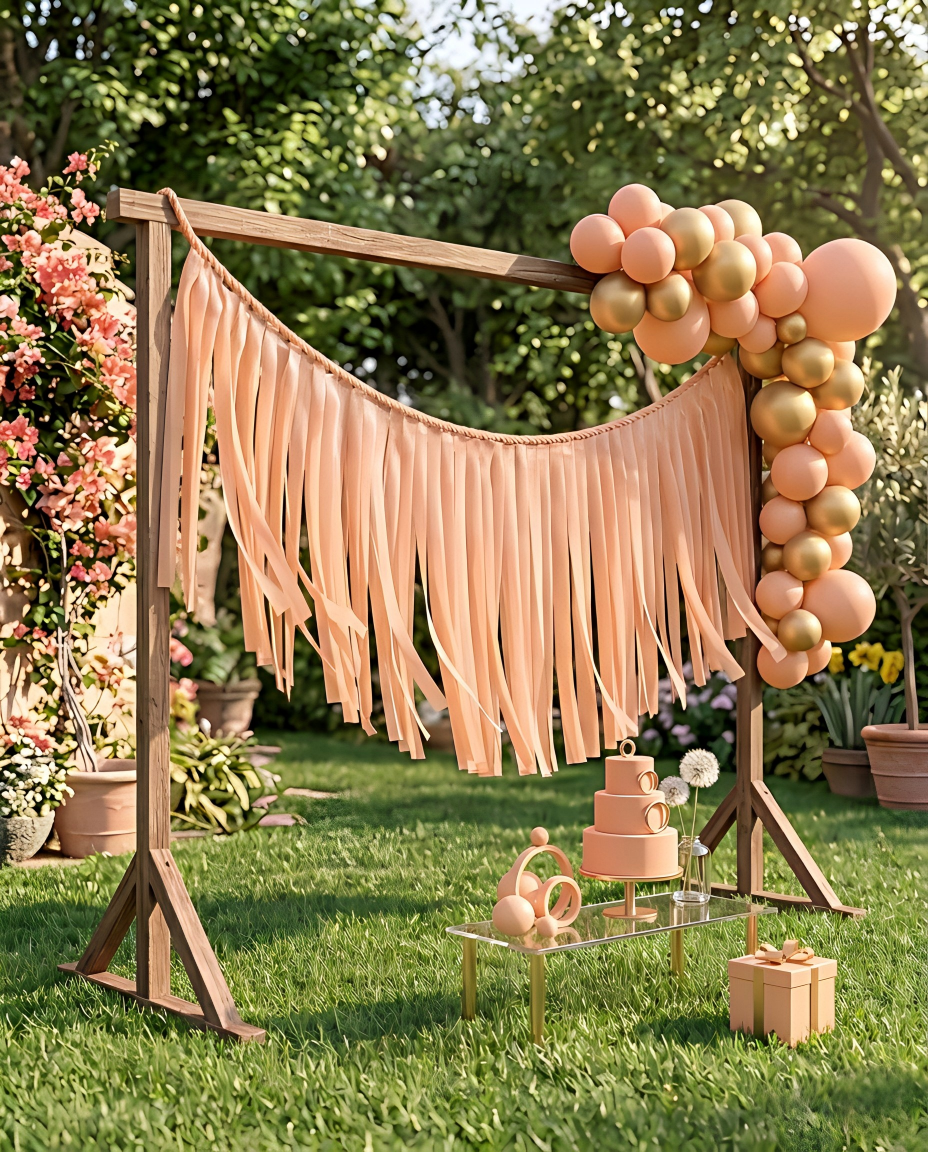 Elegant Peach Single-Layer Fringe Garland Banner