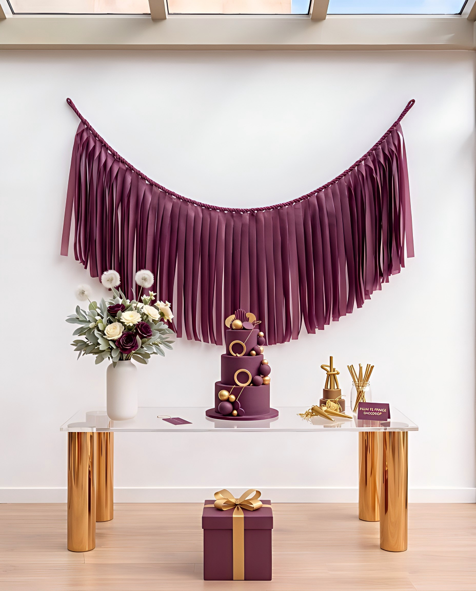 Elegant Plum Single-Layer Fringe Garland Banner