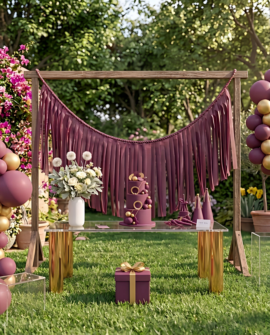 Elegant Plum Single-Layer Fringe Garland Banner