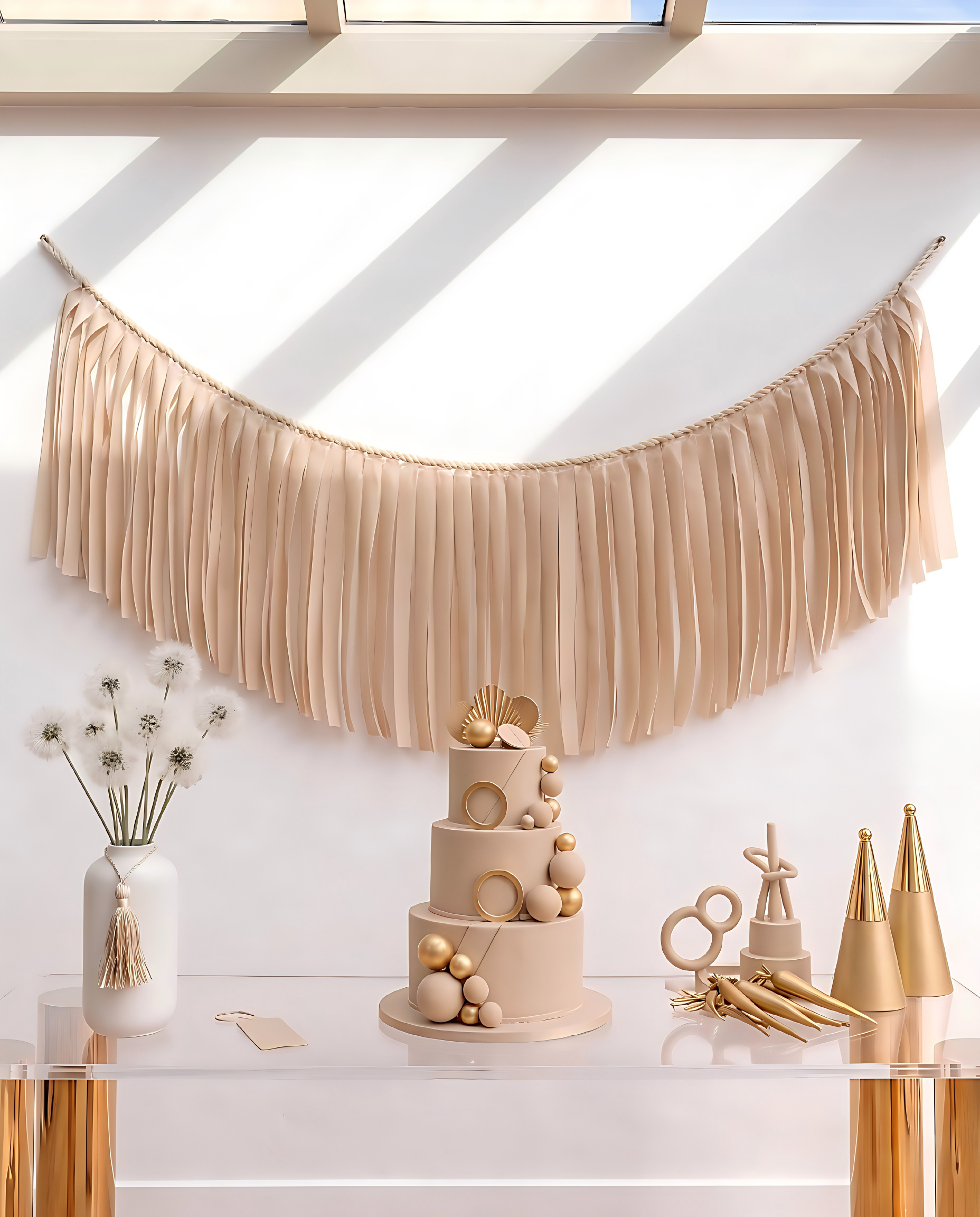 Elegant Rice Single-Layer Fringe Garland Banner