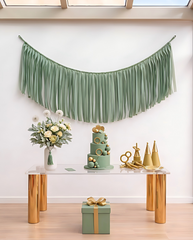 Elegant Sage Single-Layer Fringe Garland Banner