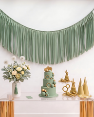 Elegant Sage Single-Layer Fringe Garland Banner