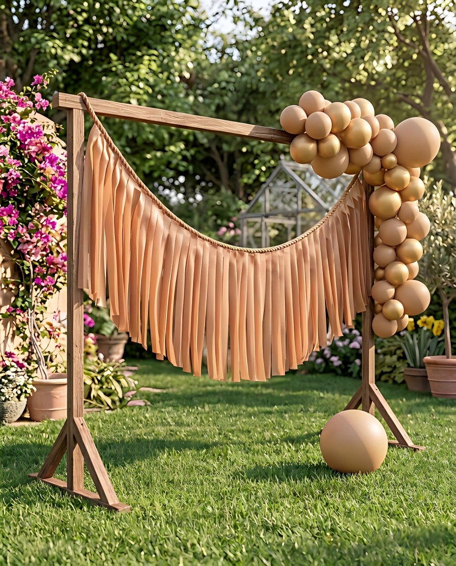 Elegant Tan Single-Layer Fringe Garland Banner