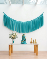 Elegant Teal Single-Layer Fringe Garland Banner