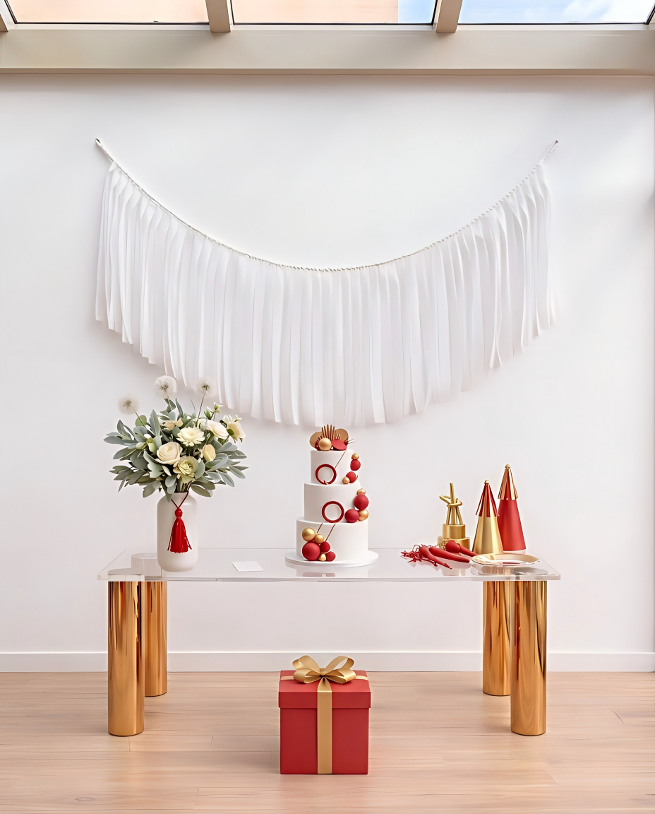 Elegant White Single-Layer Fringe Garland Banner