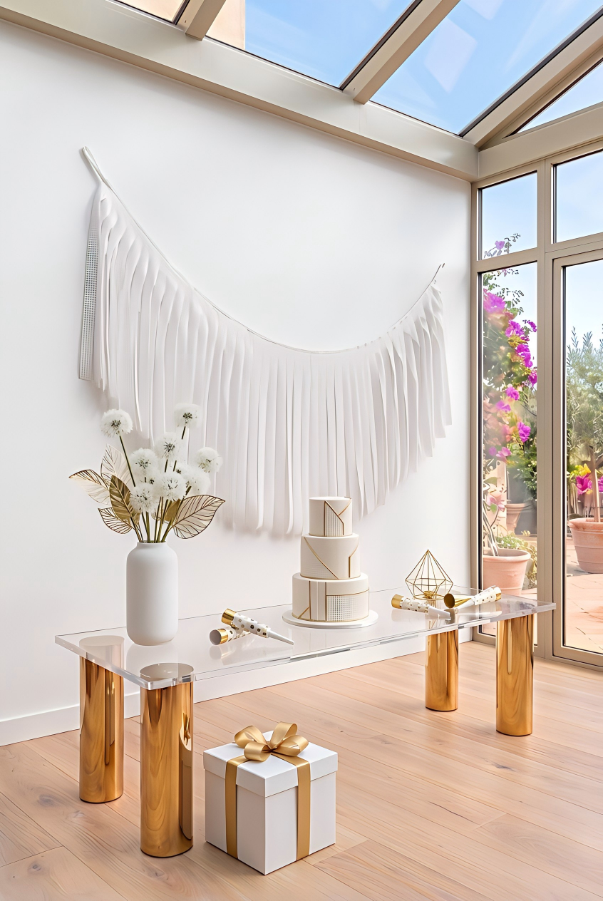 Elegant White Single-Layer Fringe Garland Banner