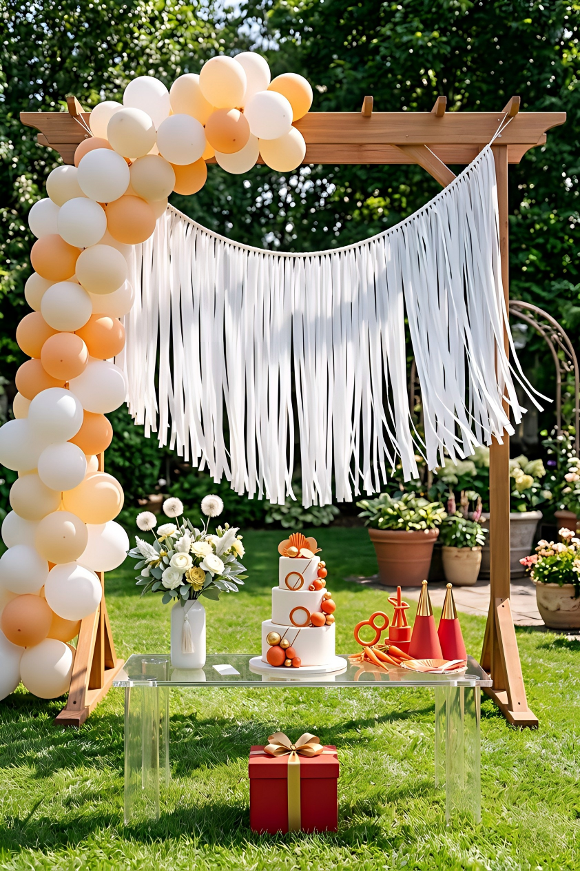 Elegant White Single-Layer Fringe Garland Banner