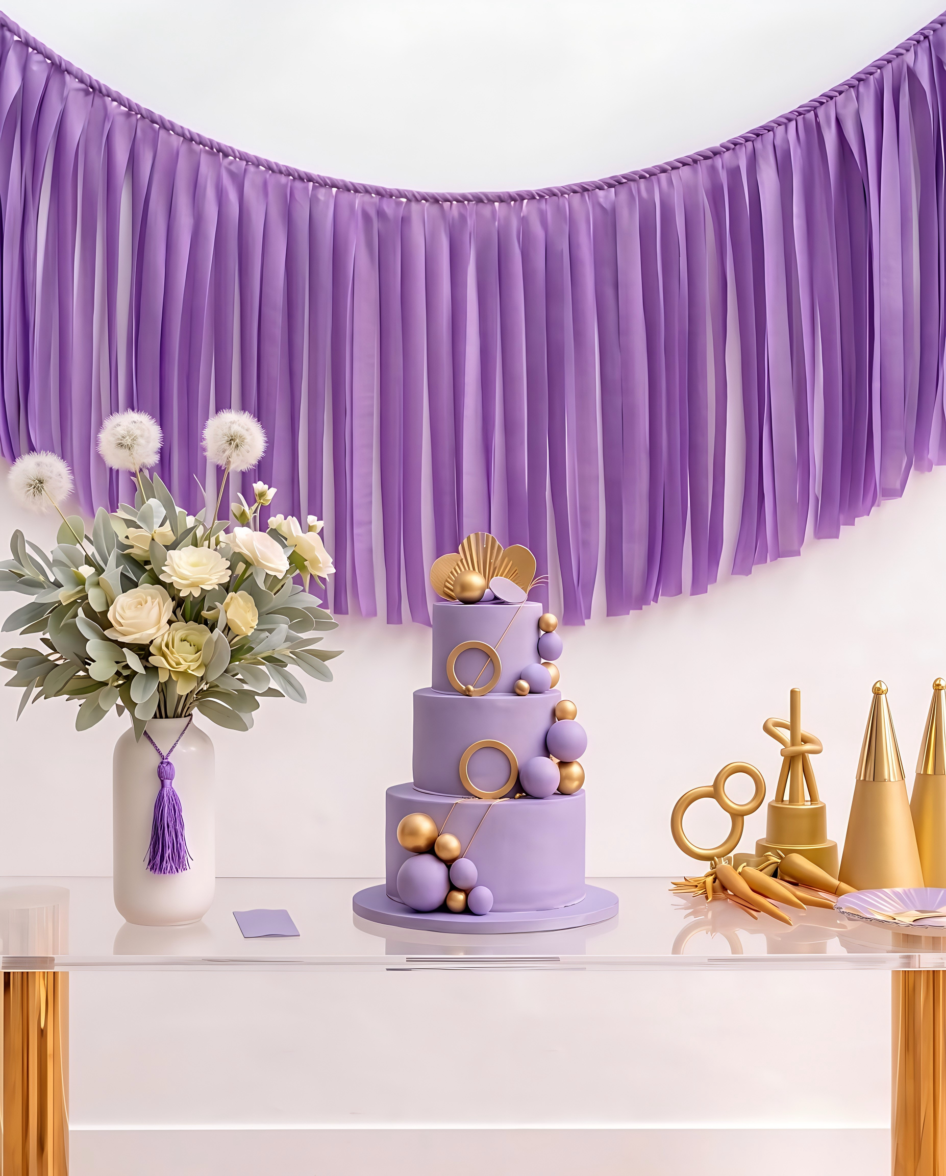 Elegant Amethyst Single-Layer Fringe Garland Banner