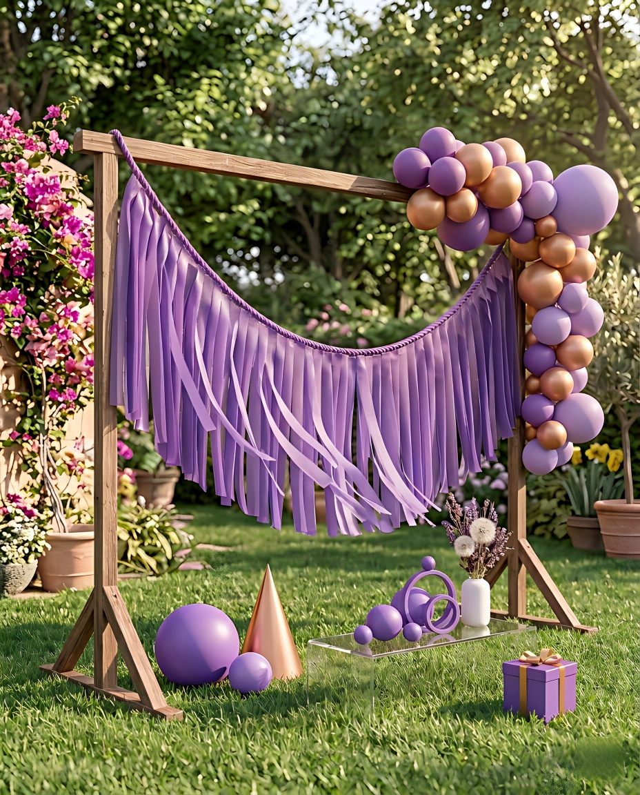 Elegant Amethyst Single-Layer Fringe Garland Banner