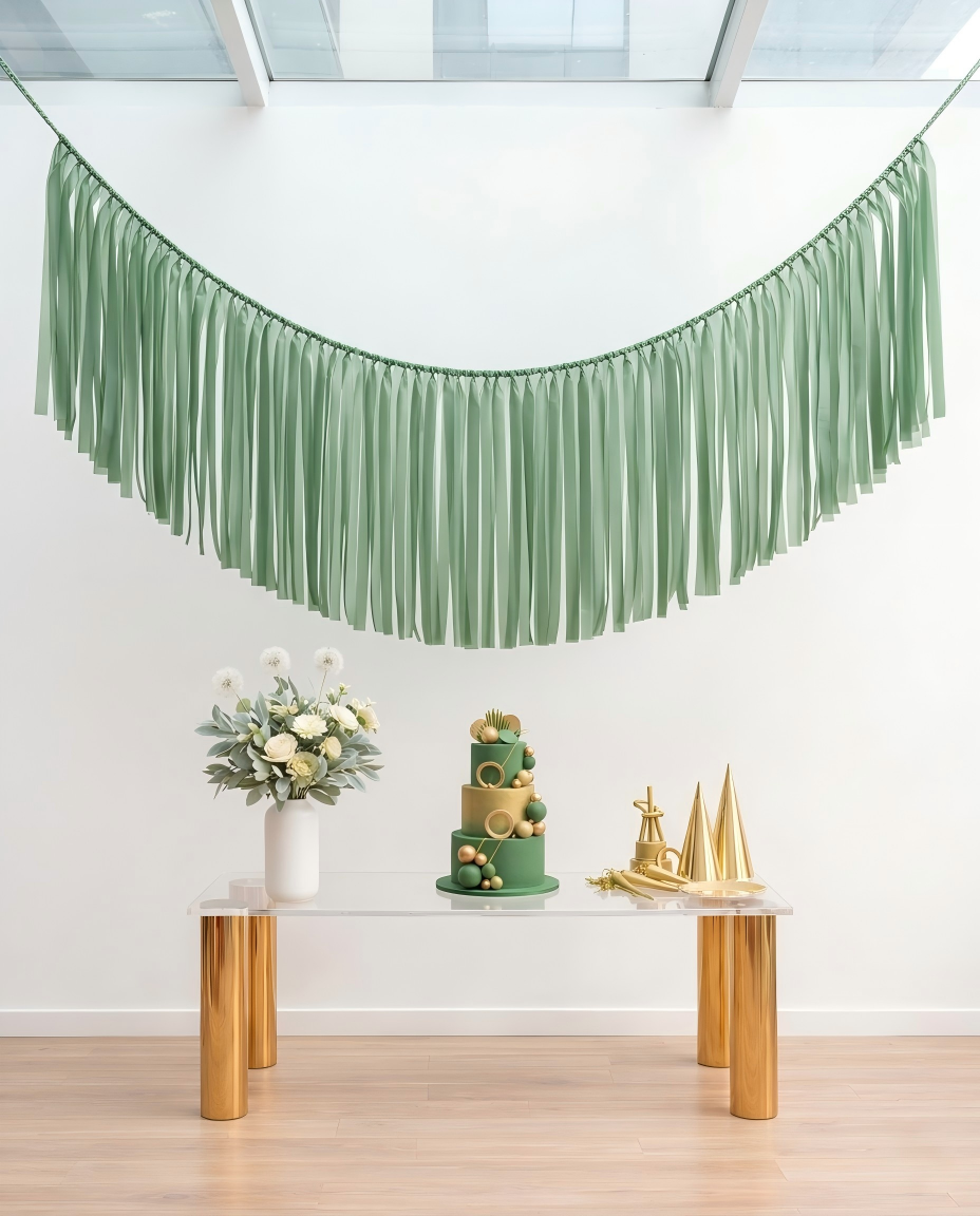 Elegant Dark Green Single-Layer Fringe Garland Banner