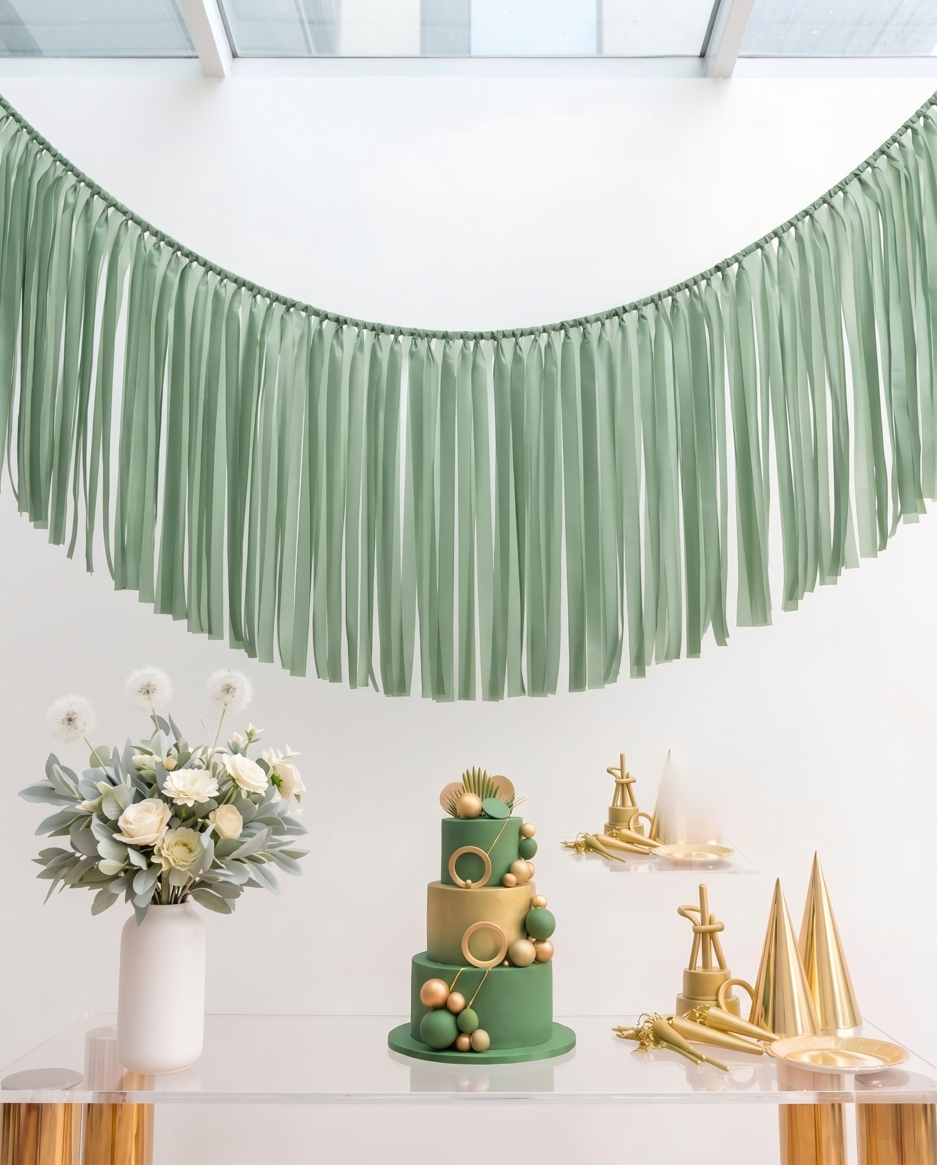 Elegant Dark Green Single-Layer Fringe Garland Banner