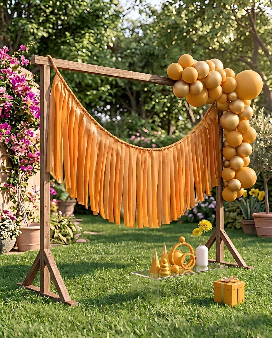 Elegant Goldenrod Single-Layer Fringe Garland Banner