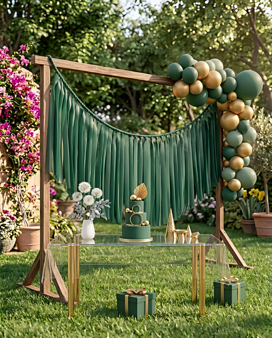Elegant Hunter Green Single-Layer Fringe Garland Banner