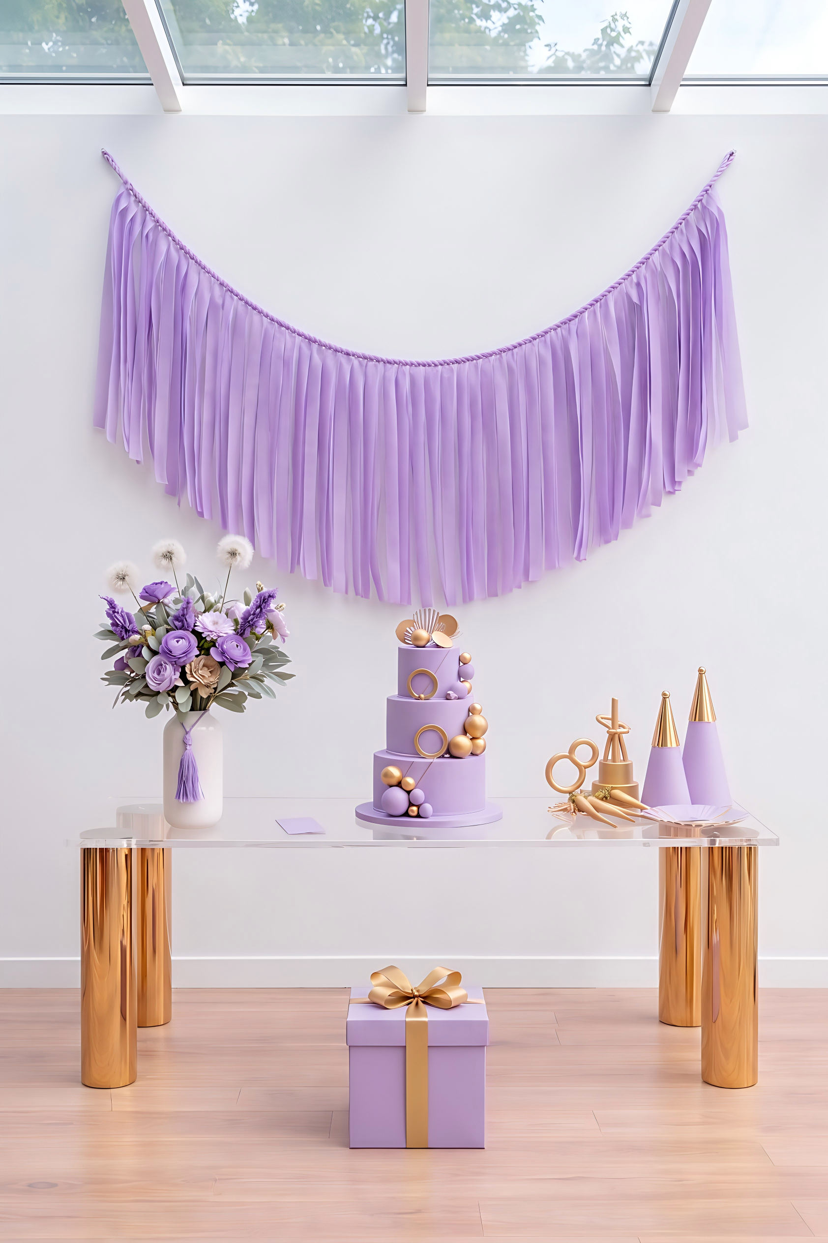 Elegant Lavender Single-Layer Fringe Garland Banner