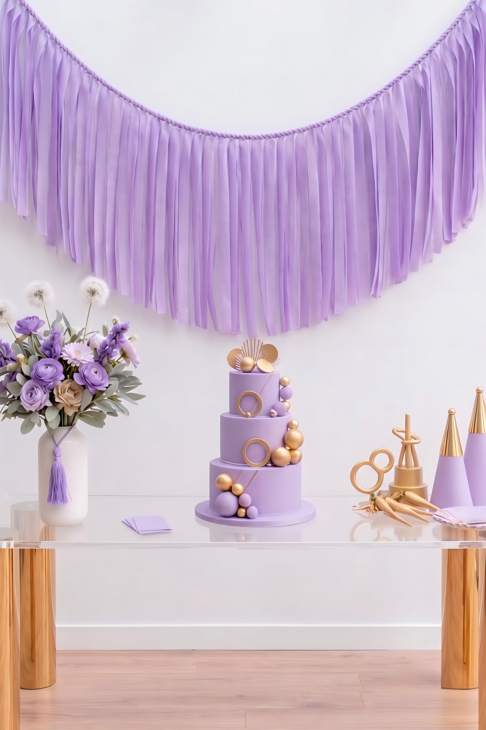 Elegant Lavender Single-Layer Fringe Garland Banner