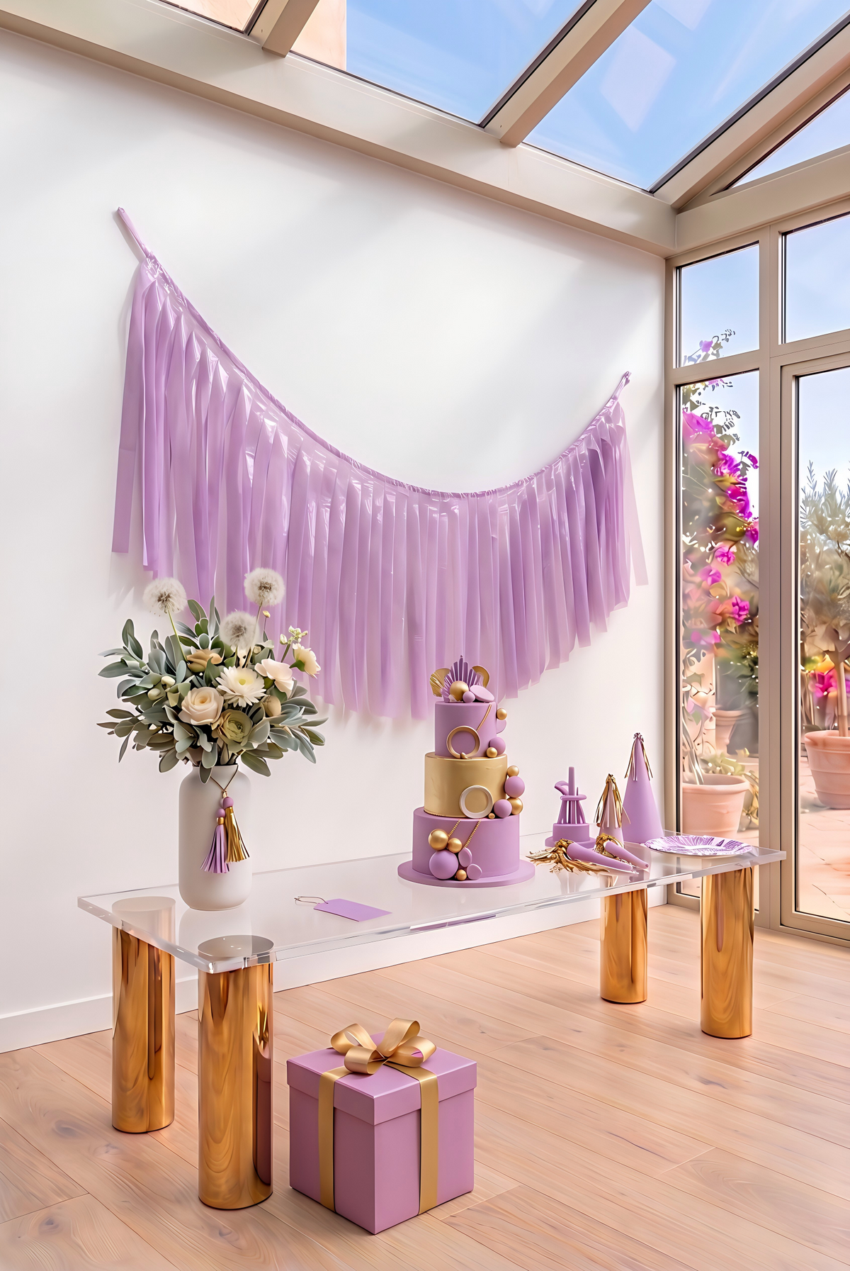 Elegant Lavender Single-Layer Fringe Garland Banner