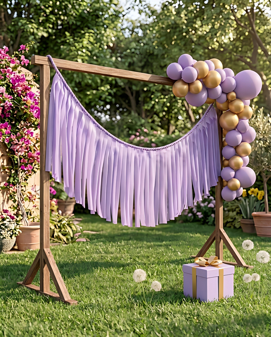 Elegant Lavender Single-Layer Fringe Garland Banner
