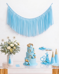Elegant Light Blue Single-Layer Fringe Garland Banner