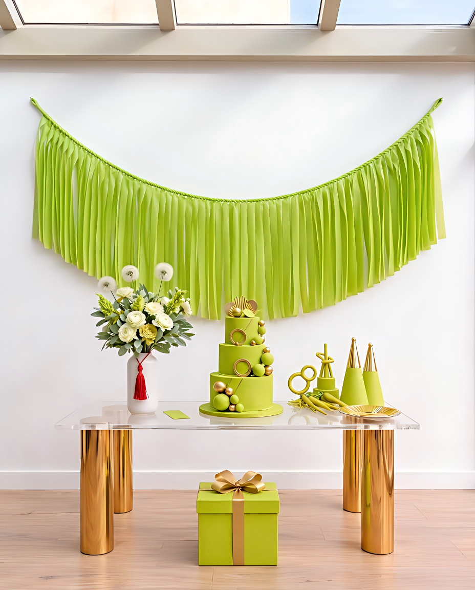 Elegant Lime Green Single-Layer Fringe Garland Banner