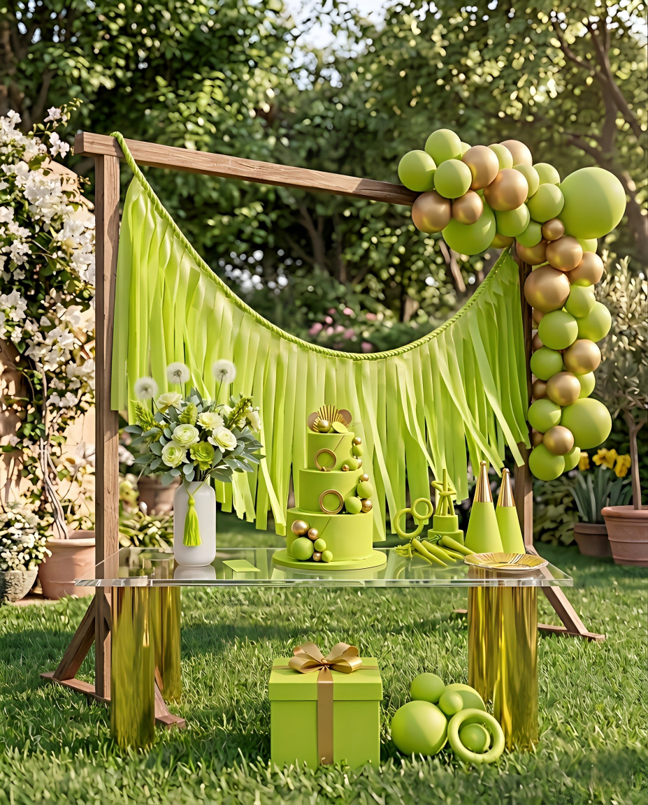 Elegant Lime Green Single-Layer Fringe Garland Banner