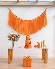 Elegant Orange Single-Layer Fringe Garland Banner