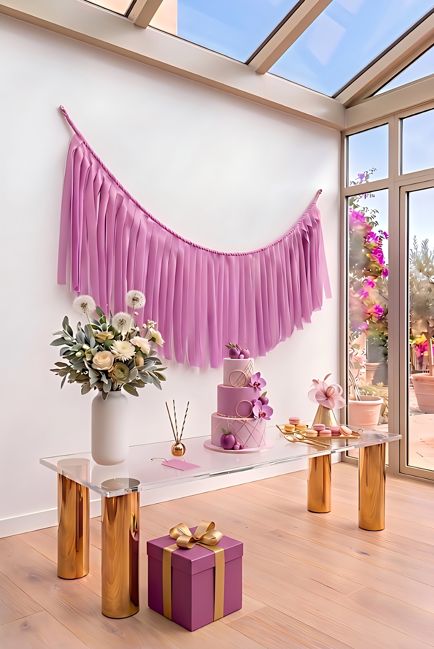 Elegant Orchid Single-Layer Fringe Garland Banner