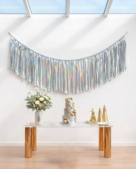 Elegant Silver Single-Layer Fringe Garland Banner
