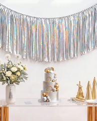 Elegant Silver Single-Layer Fringe Garland Banner