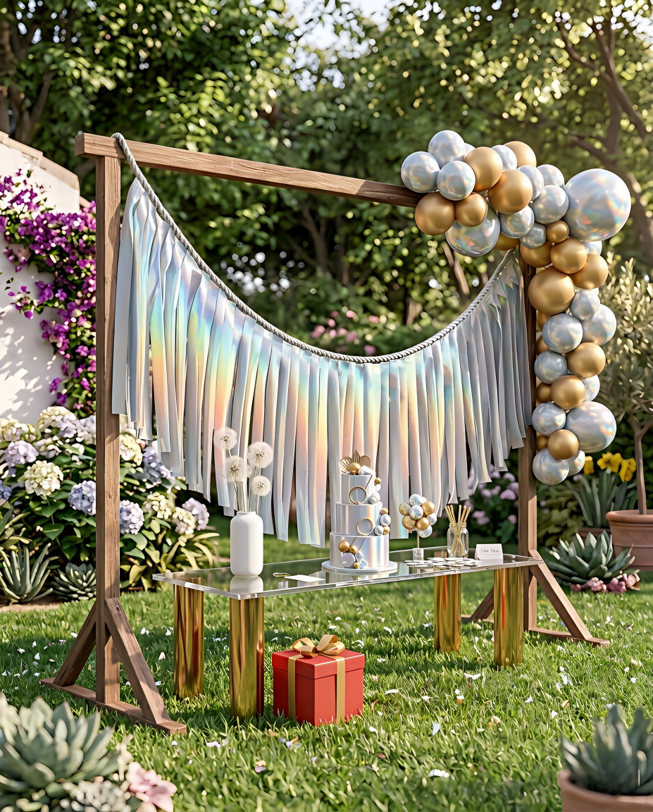 Elegant Silver Single-Layer Fringe Garland Banner