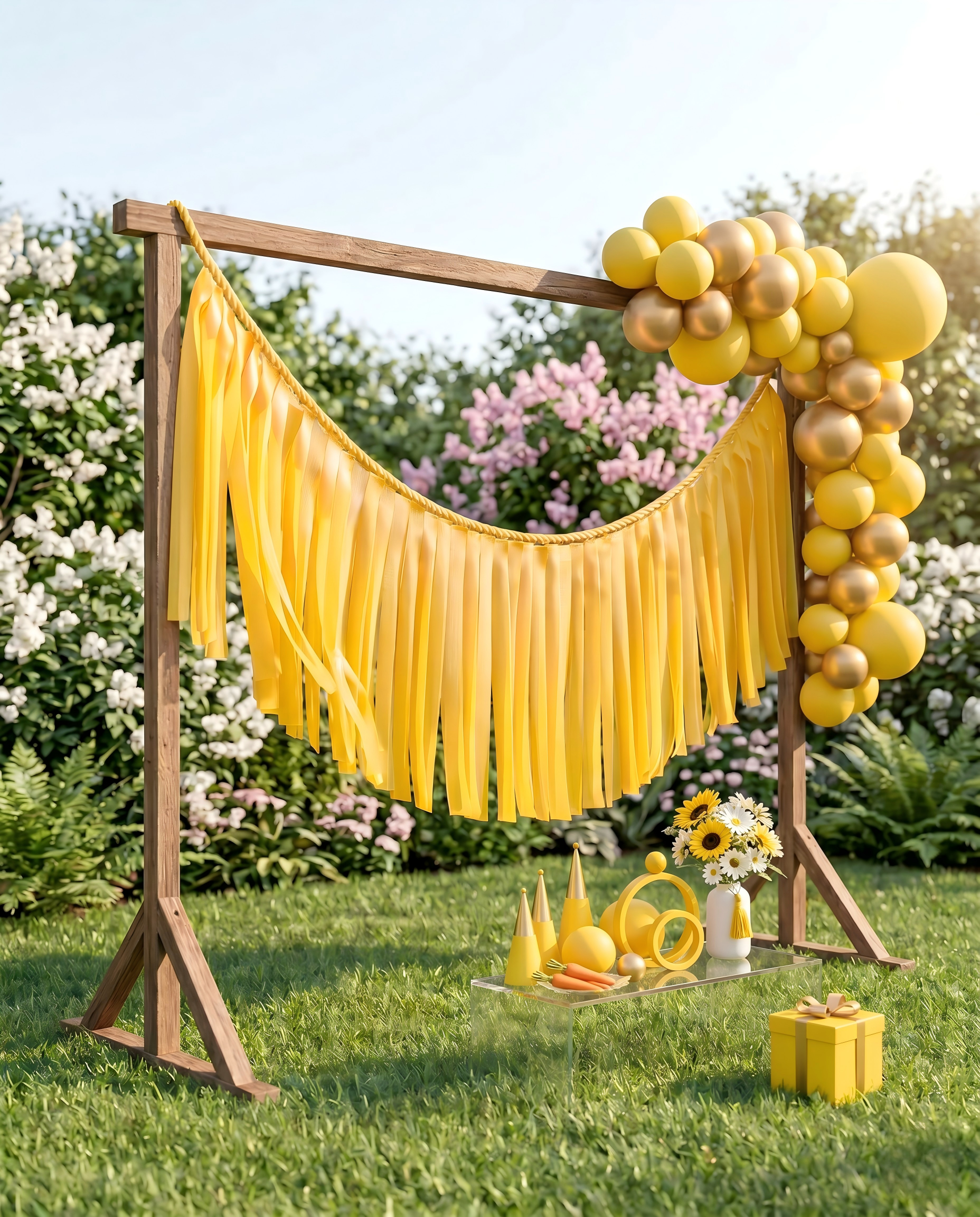 Elegant Yellow Single-Layer Fringe Garland Banner